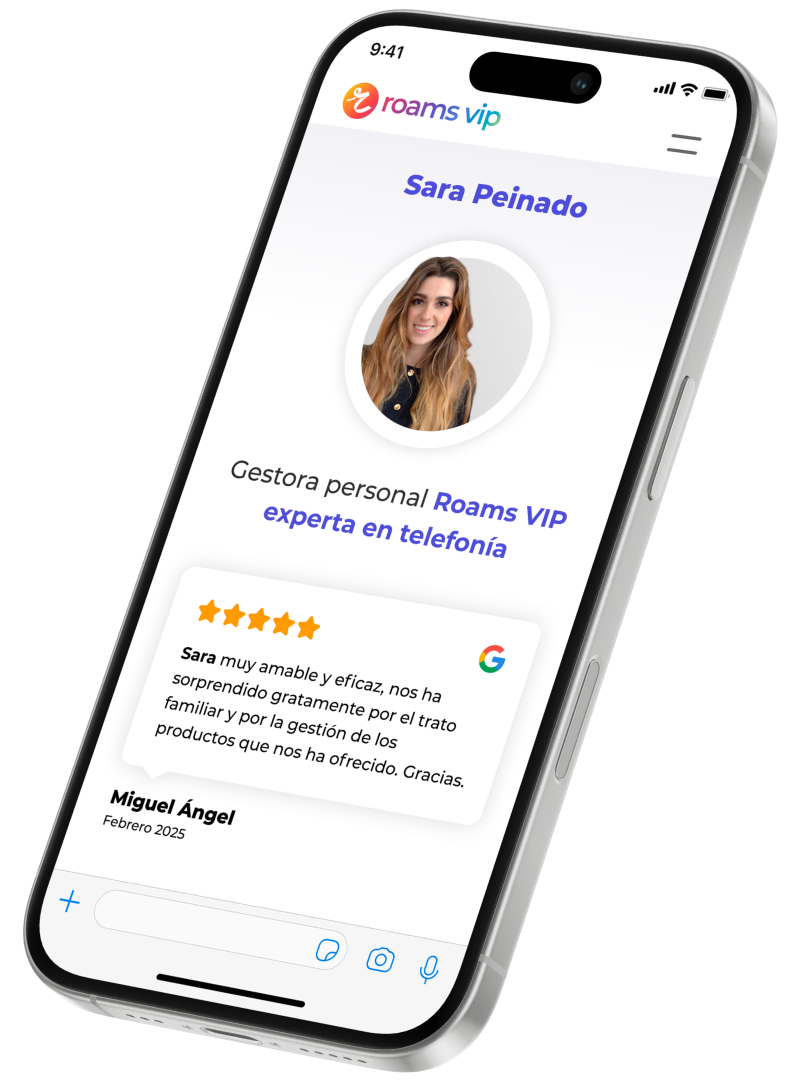 Telefone celular com chat de atendimento ao cliente da Roams Telefone de atendimento ao cliente da Roams